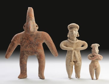 Three Colima Pottery Standing Figures