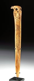 Paracas Carved Bone Spatula for Lime, Jaguar Form