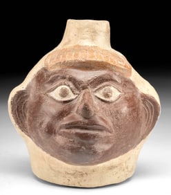 Moche Portrait Jar - Shaman w/ Coca Cheek Bulge