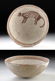 Native American Mimbres Pottery Bowl w/ Feline - TL'd