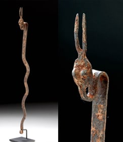 African Lobi Iron Snake Currency w/ Projecting Tongue