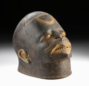 East African Makonde Wood Lipiko Helmet Mask