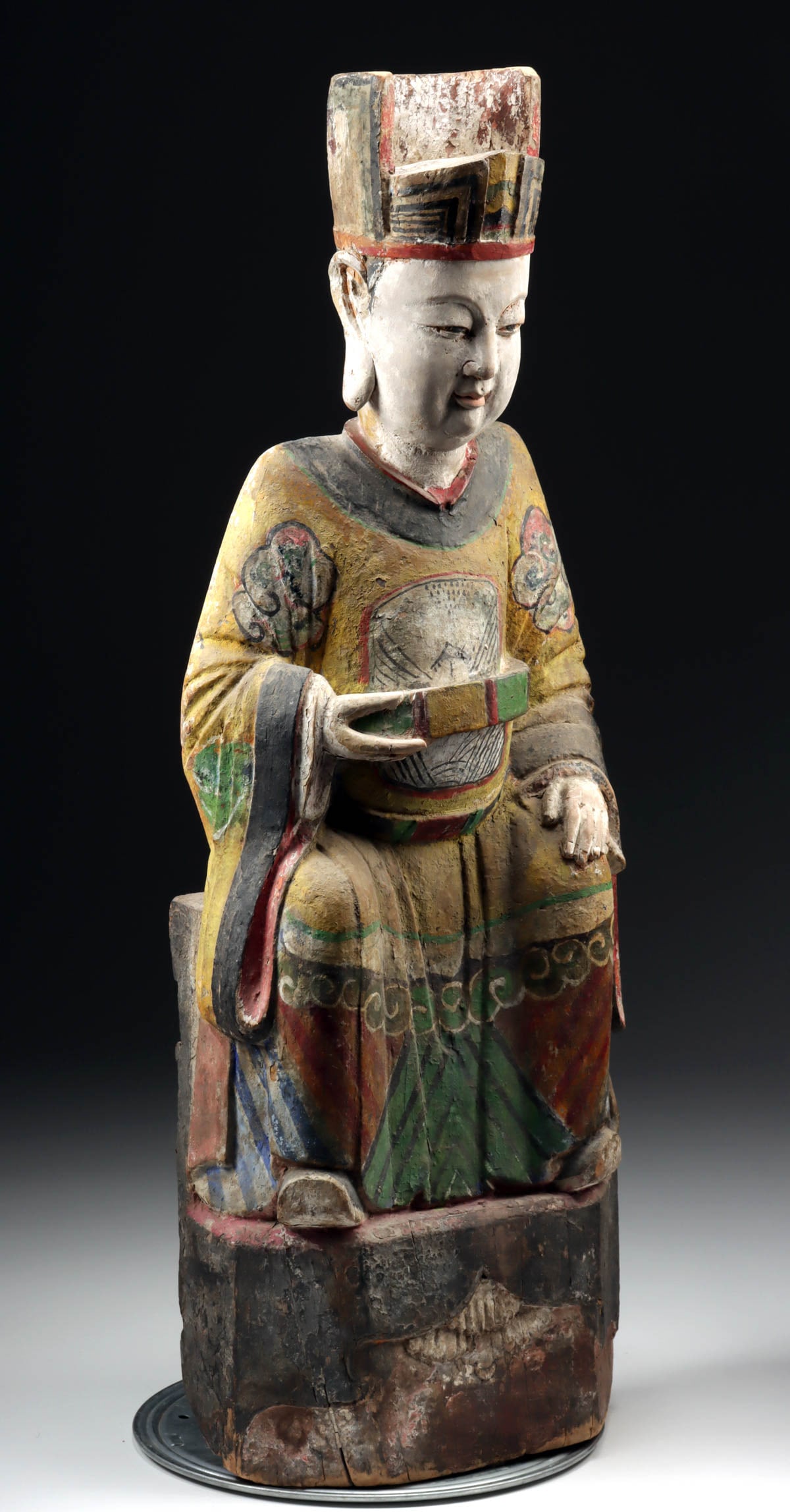 Chinese Ming Wood Figure - Kind-Faced Official or Deity (1 of 5)