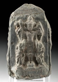 Indian Pottery Plaque - Vishnu with Lakshmi & Sarasvati