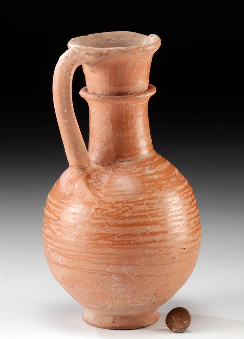 Cypro-Geometric III Redware Pitcher Striated Decoration - 3