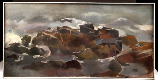 Edith Kramer Painting "Rock & Sea, Cranberry" (1968)
