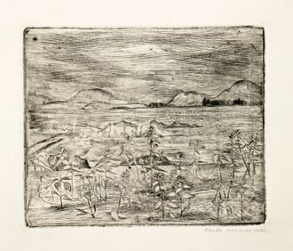 Edith Kramer Etching  - Landscape  (1961)