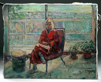 Arthur Knebel Painting - Seated Woman Reading (1997)