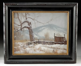 Marc Hanson Painting - "Old Fence, Old Tree" (2013)