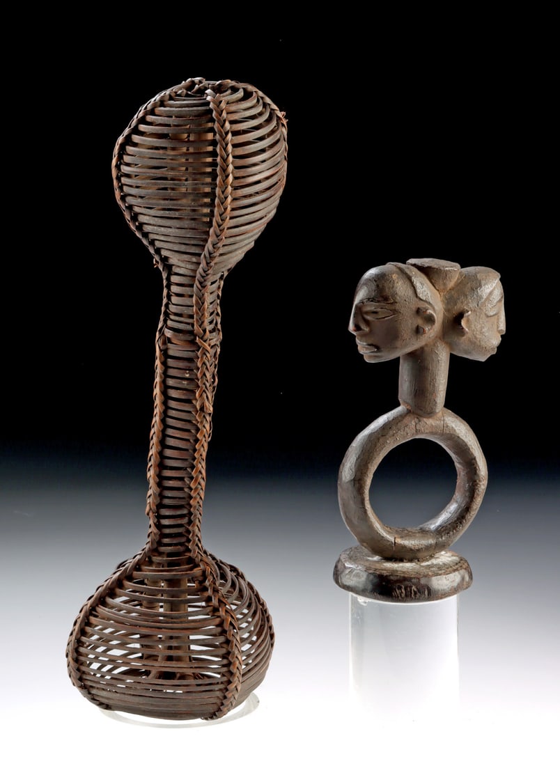 Central African Divination Tools, Rattle & Janus Figure (1 of 2)