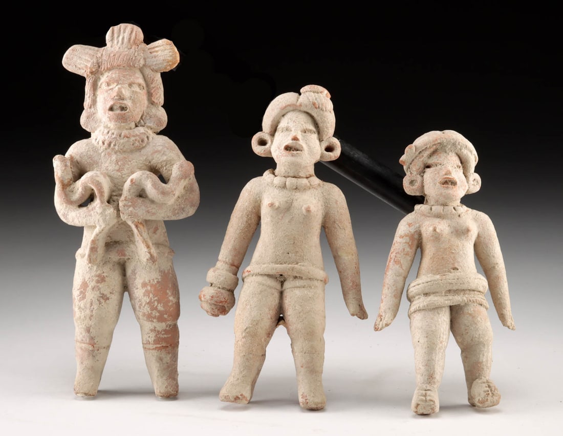 Xochipala Pottery Figures Trio: Ballplayers & Serpents (1 of 2)