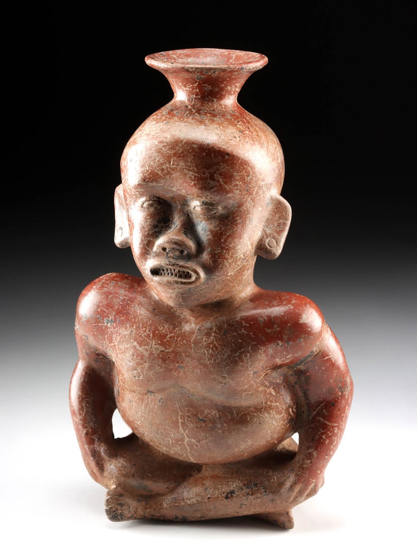Detailed Colima Pottery Seated Hunchback Vessel (1 of 4)
