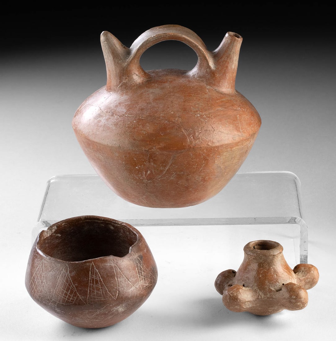 Three Salinar & Colima Pottery Vessels - Whistle (1 of 2)