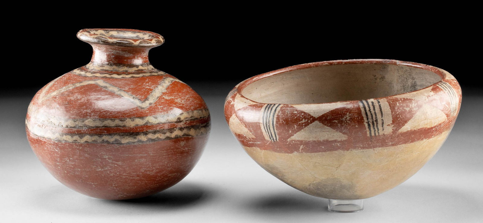 2 Chupicuaro Vessels - Jar w/ Snake & Geometric Bowl (1 of 3)