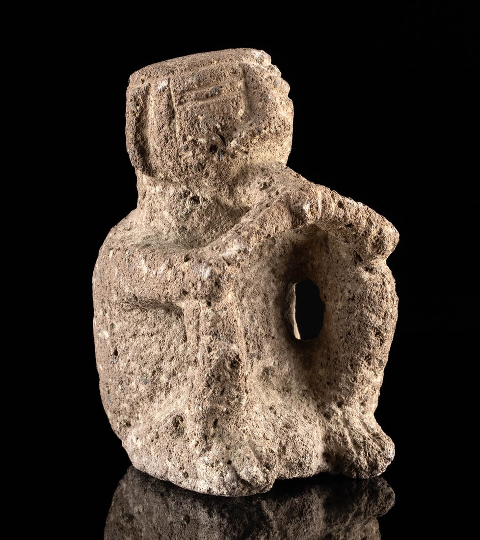 Pre-Columbian Costa Rican Volcanic Stone Seated Figure (1 of 3)
