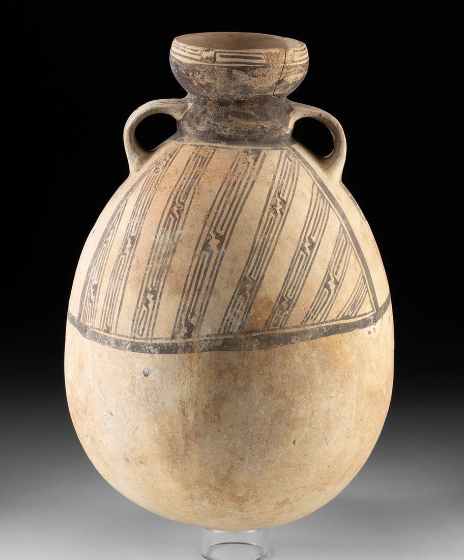 Tall Chancay Egg-Shaped Vessel, Geometric Step Motifs (1 of 2)