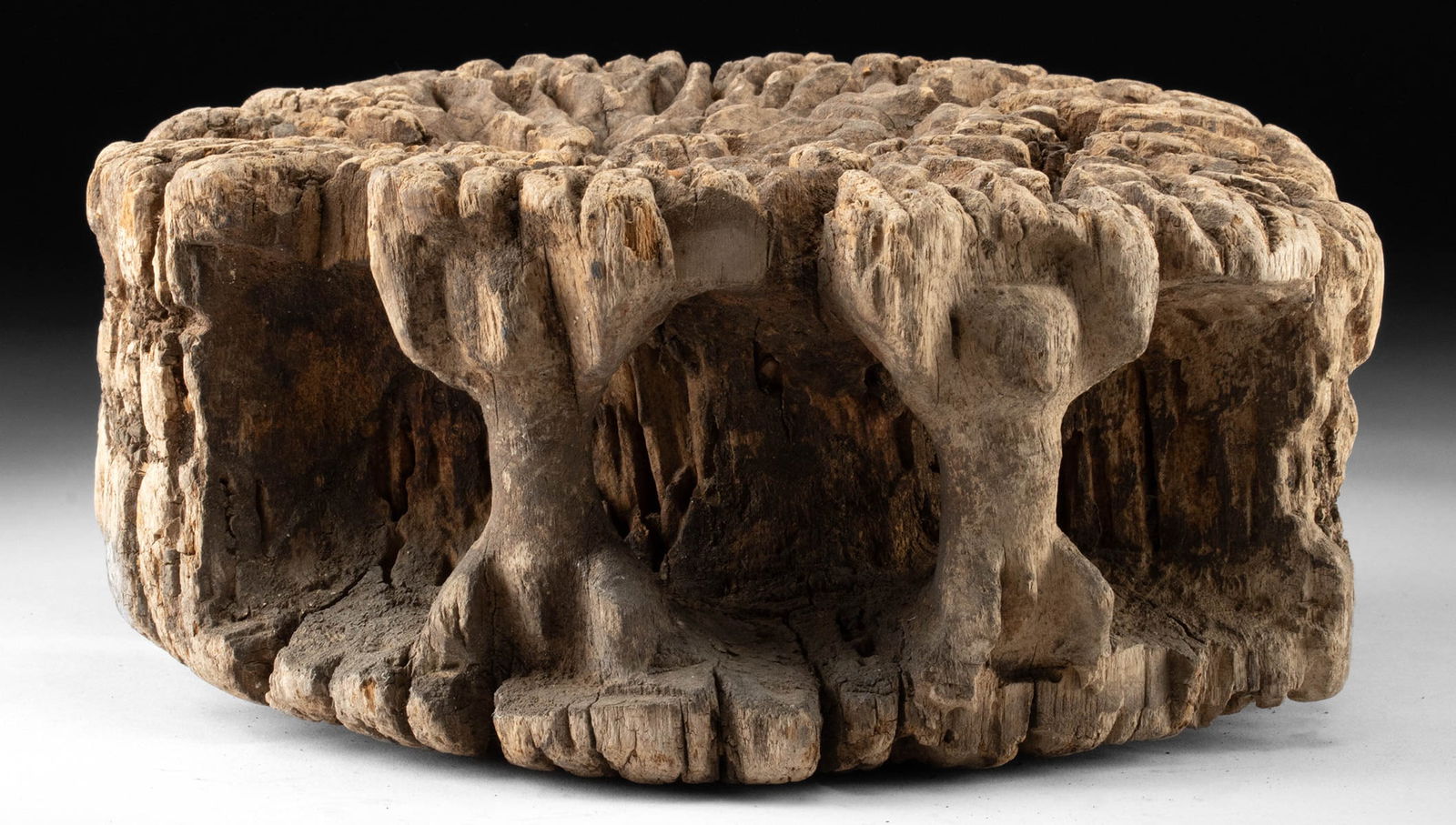 African Carved Wood Pedestal with Atlas Support Figures (1 of 3)