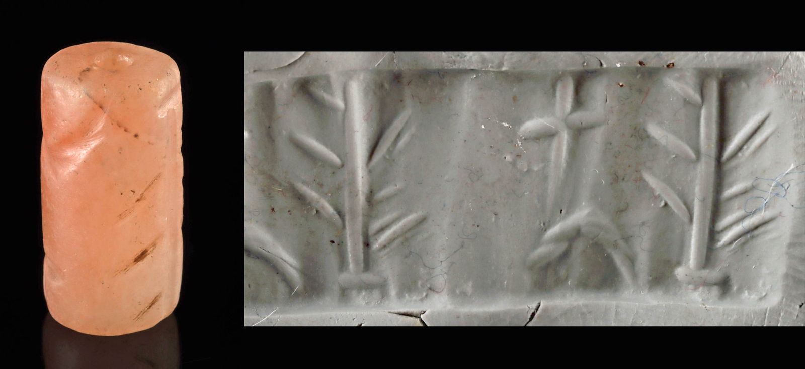 Iron Age II Mesopotamian Orange Quartz Cylinder Seal (1 of 3)