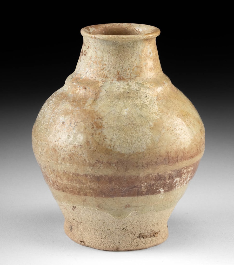 12th C. Ayyubid Raqqa Stoneware Jar w/ Arabesque Motif (1 of 3)
