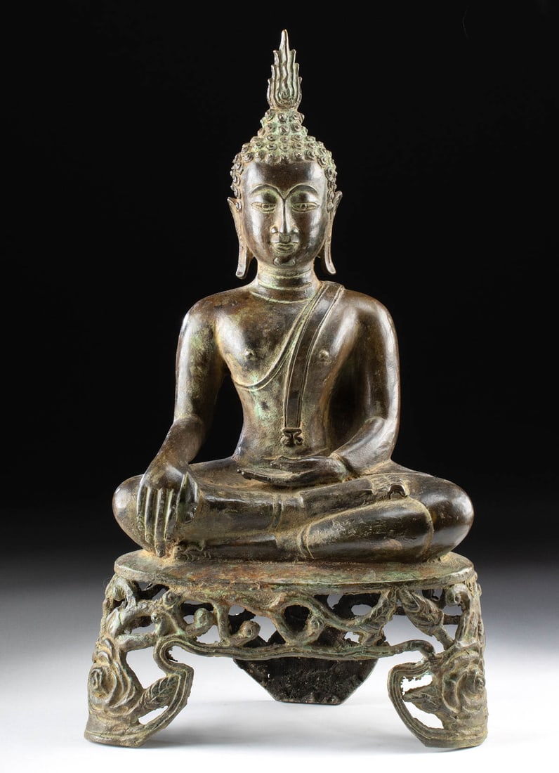 17th C. Thai Ayutthaya Copper Alloy Seated Buddha (1 of 3)