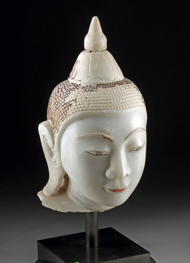 Burmese Sagyin Marble Buddha Head w/ Gilt and Lacquer (1 of 4)