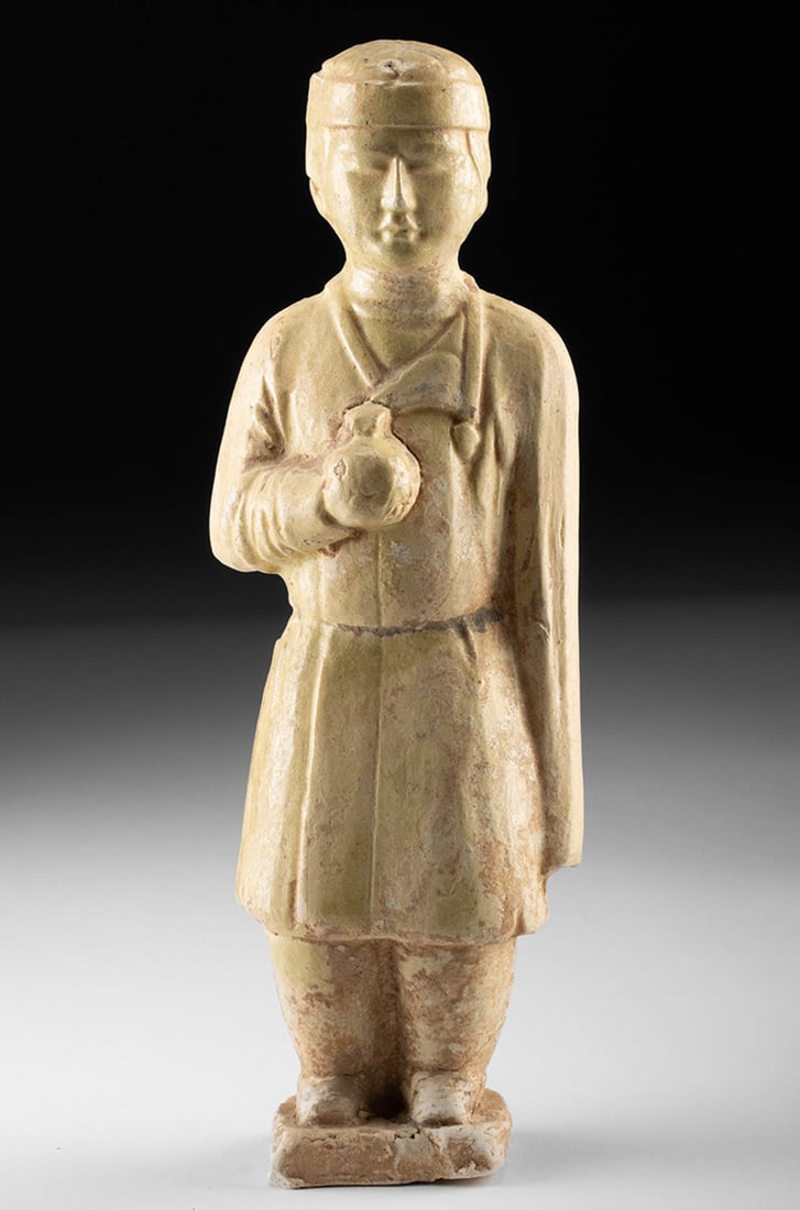 Chinese Sui Straw-Glazed Pottery Attendant Figure (1 of 4)