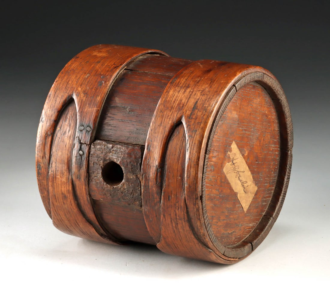 18th C. Staved Wooden Costrel Travel Canteen (1 of 3)