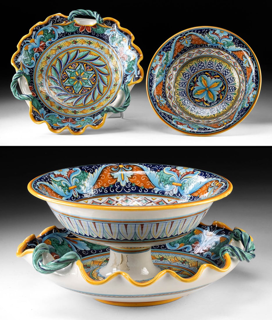 Pair of Italian Majolica Dishes - Fima Deruta (1 of 5)
