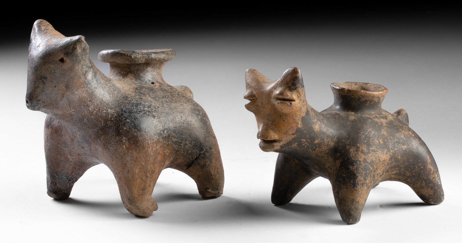 Pair of Jalisco Pottery Dog Vessels (1 of 2)