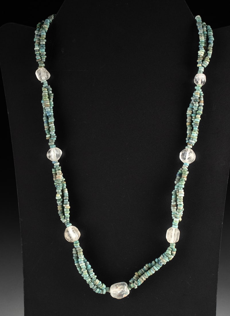Ancient Egyptian Faience and Rock Crystal Bead Necklace (1 of 2)