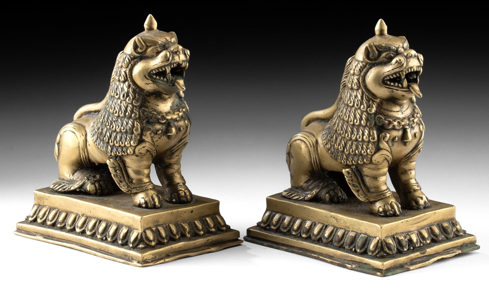 Nepalese Brass Guardian Lions Singha Male & Female Pair (1 of 3)