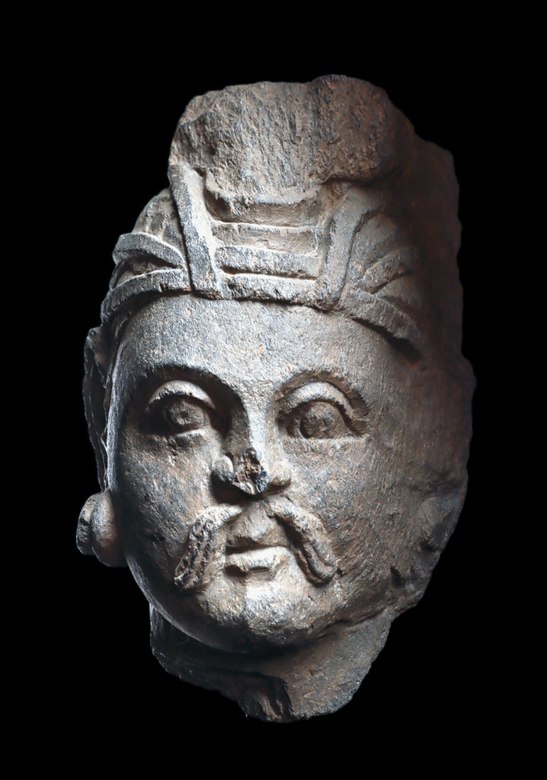 Gandharan Gray Schist Bodhisattva Head (1 of 1)