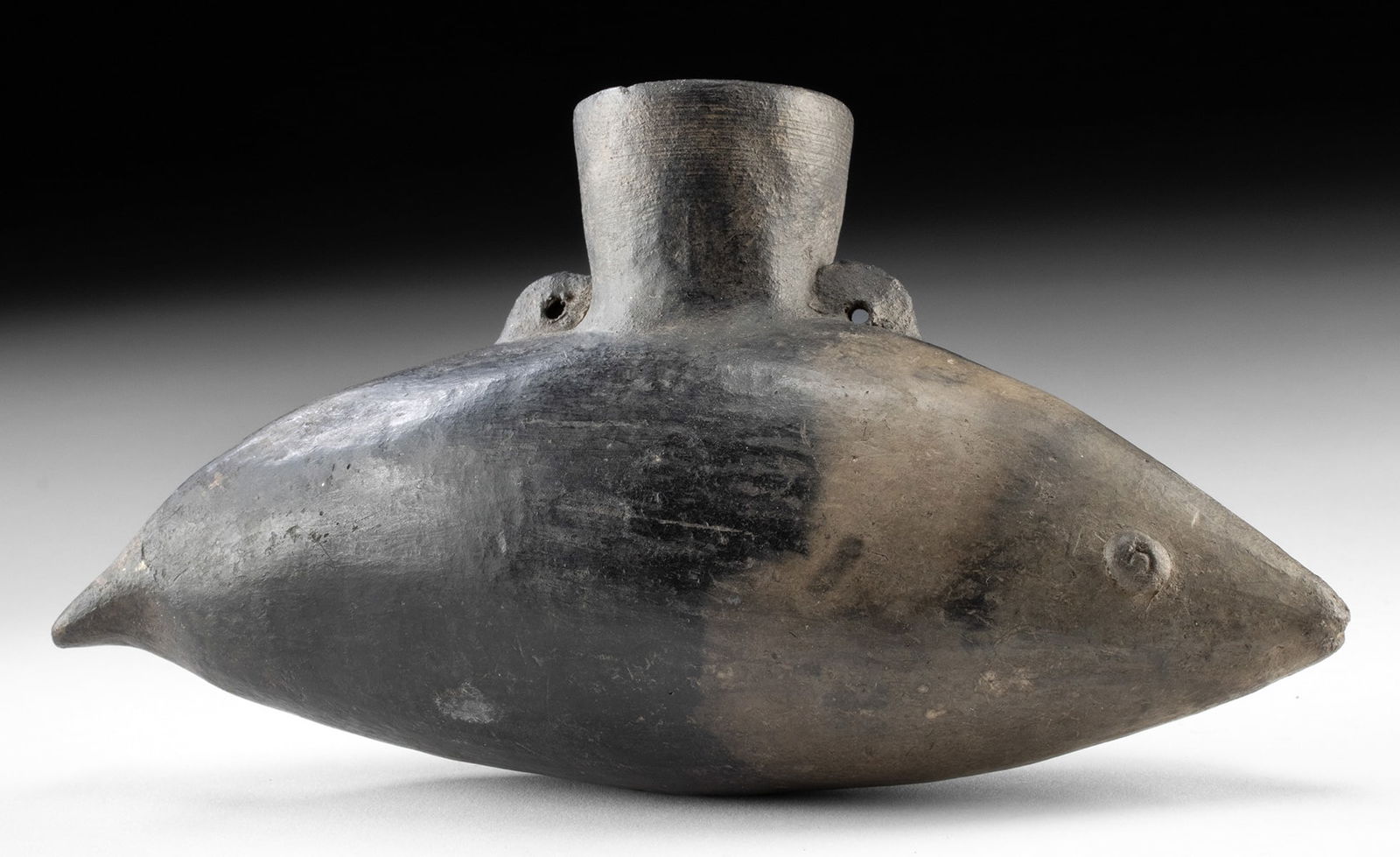 Rare Mississippian Black Effigy Pottery Vessel (1 of 3)