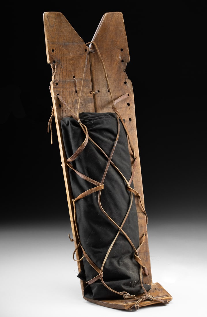 19th C. Navajo Wood & Leather Cradleboard (1 of 2)