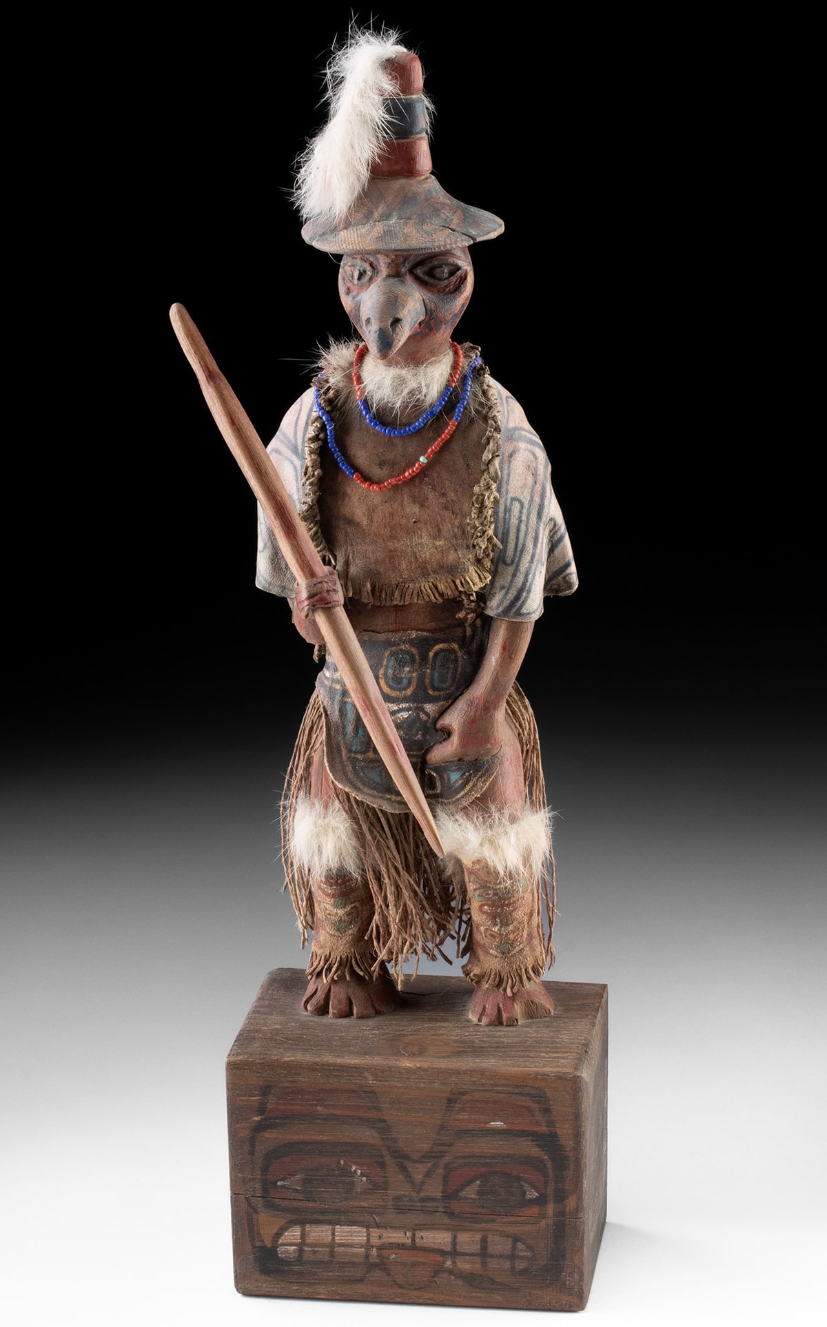 1900s Tlingit / Haida Wood & Hide Raven Shaman Figure (1 of 4)