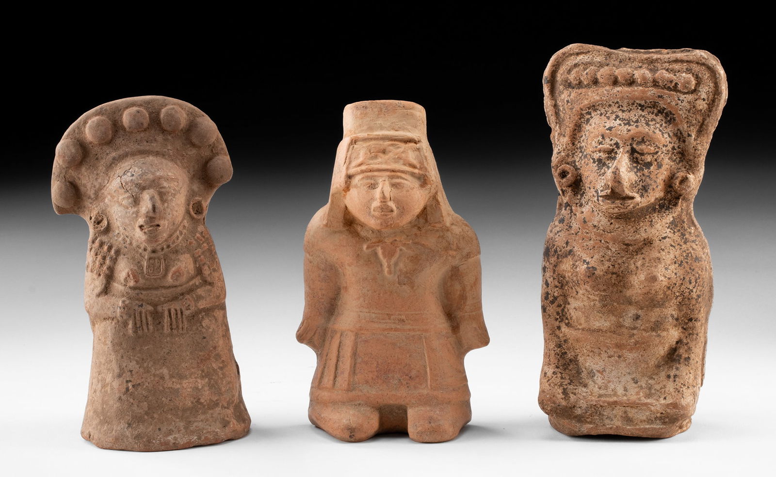Three Maya Pottery Figures & Rattle (1 of 3)