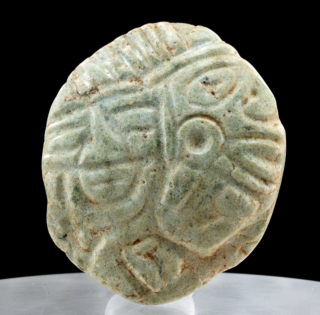 Maya Carved Jadeite Pendant, Dual Warrior Portraits (1 of 3)