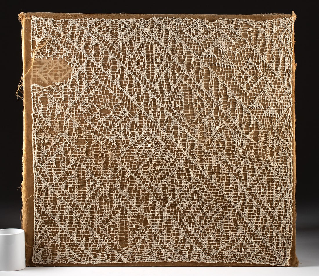 Ancient Chancay Openwork Gauze Textile, Mounted (1 of 2)