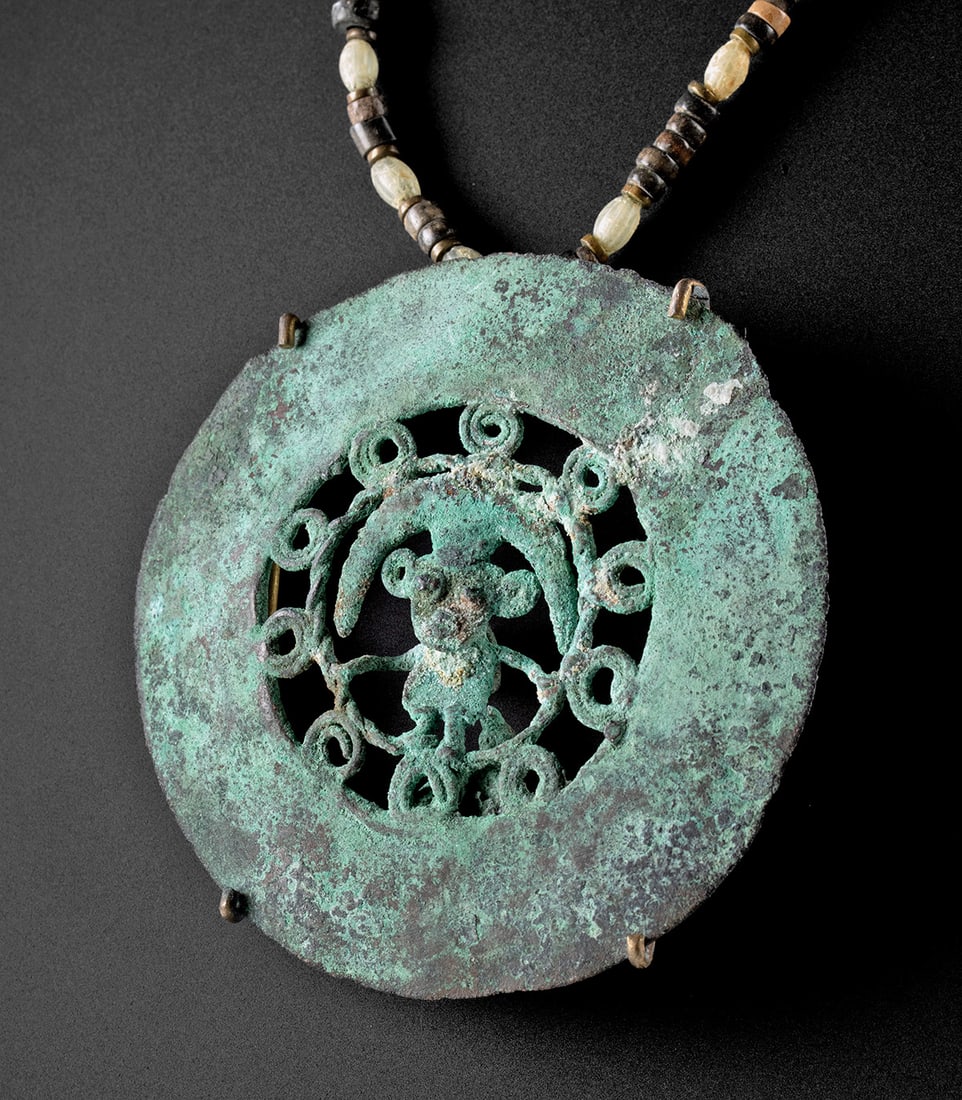 Moche Copper Monkey Pendant Necklace w/ Mixed Beads (1 of 5)