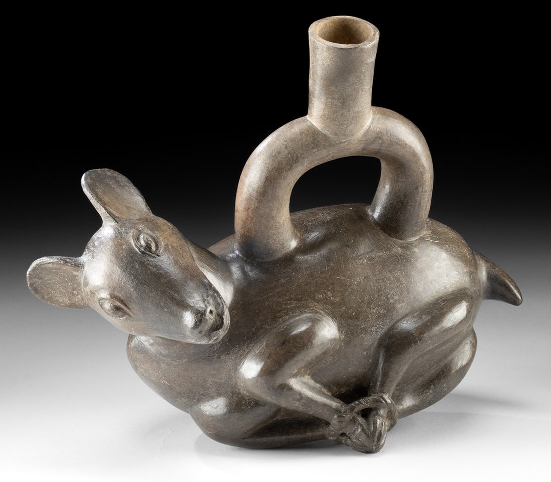 Chim? Blackware Spouted Vessel Bound Deer, TL Tested (1 of 4)