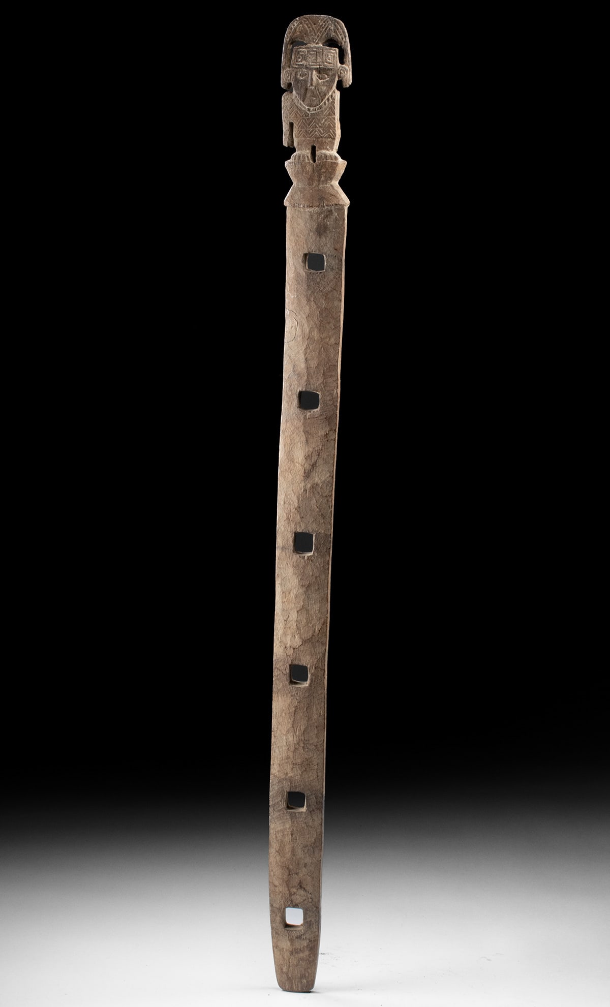 Ancient Chimu Deity Figure Wooden Burial Litter Frame (1 of 3)