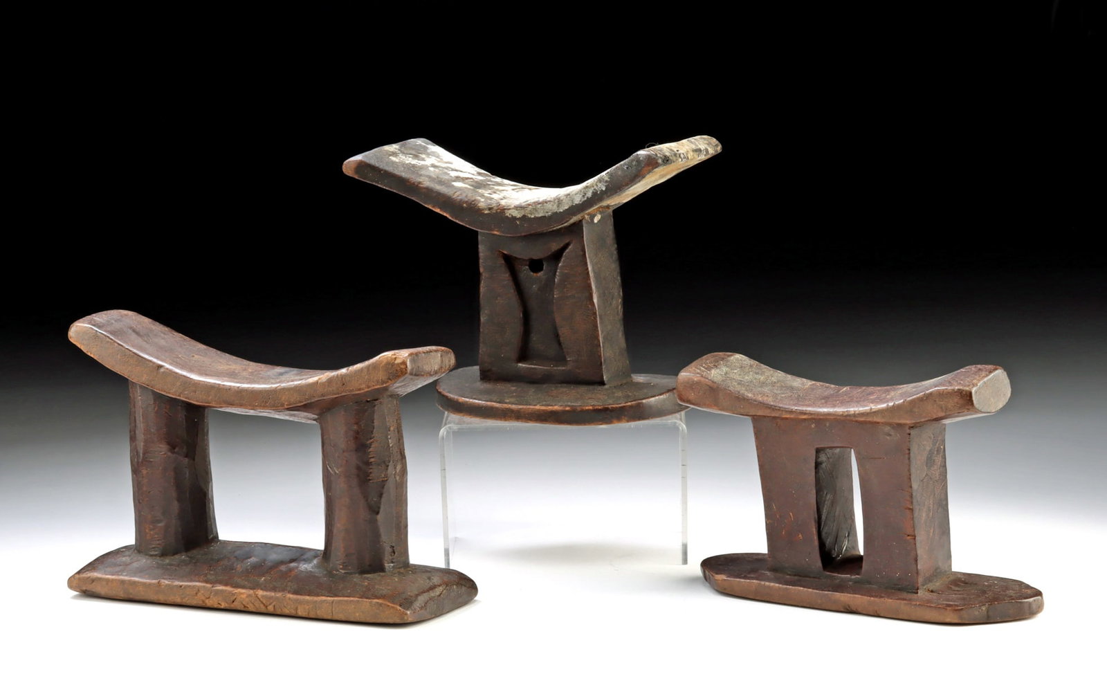 Three African Kuba Wooden Sleeping Headrests (1 of 2)