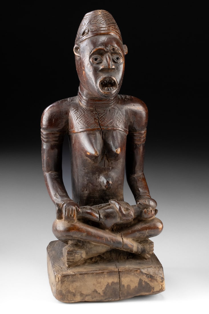 Early 20th C. Yombe Wood Mother & Child Sculpture (1 of 3)