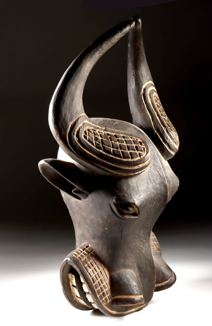 Large Cameroon Bamileke Wood Water Buffalo Mask Crest (1 of 4)