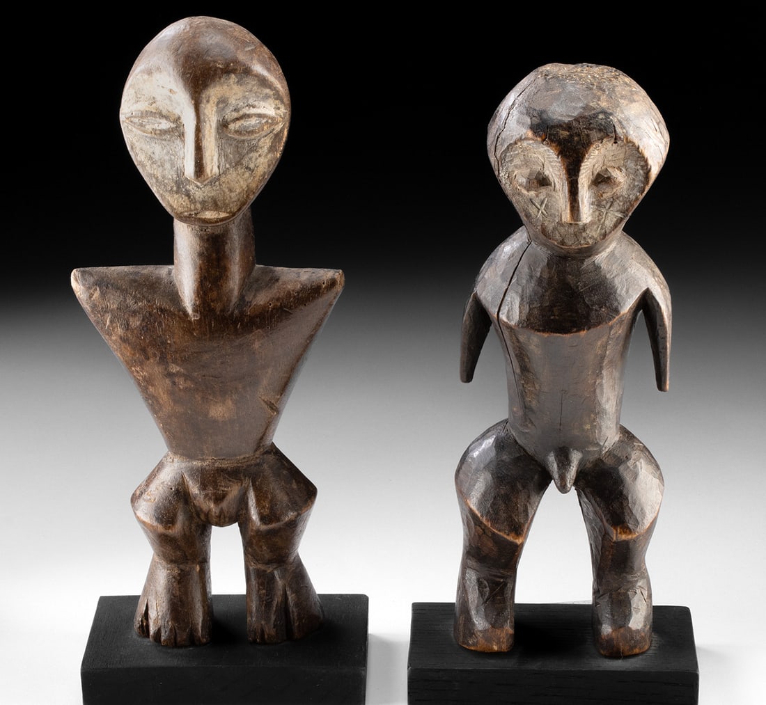 Two Congolese Lega Bwami Figures - Nude Male & Female (1 of 3)