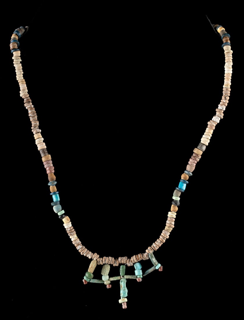 Romano-Egyptian Faience, Glass, & Stone Bead Necklace (1 of 2)