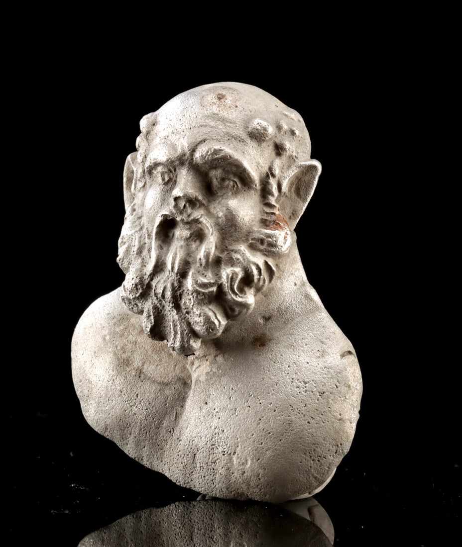 Roman Silver Silenus Bust Applique with Horse Ears (1 of 2)
