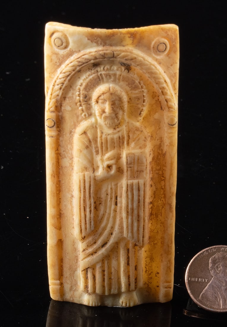 Byzantine Carved Bone Relief of Christ (1 of 2)