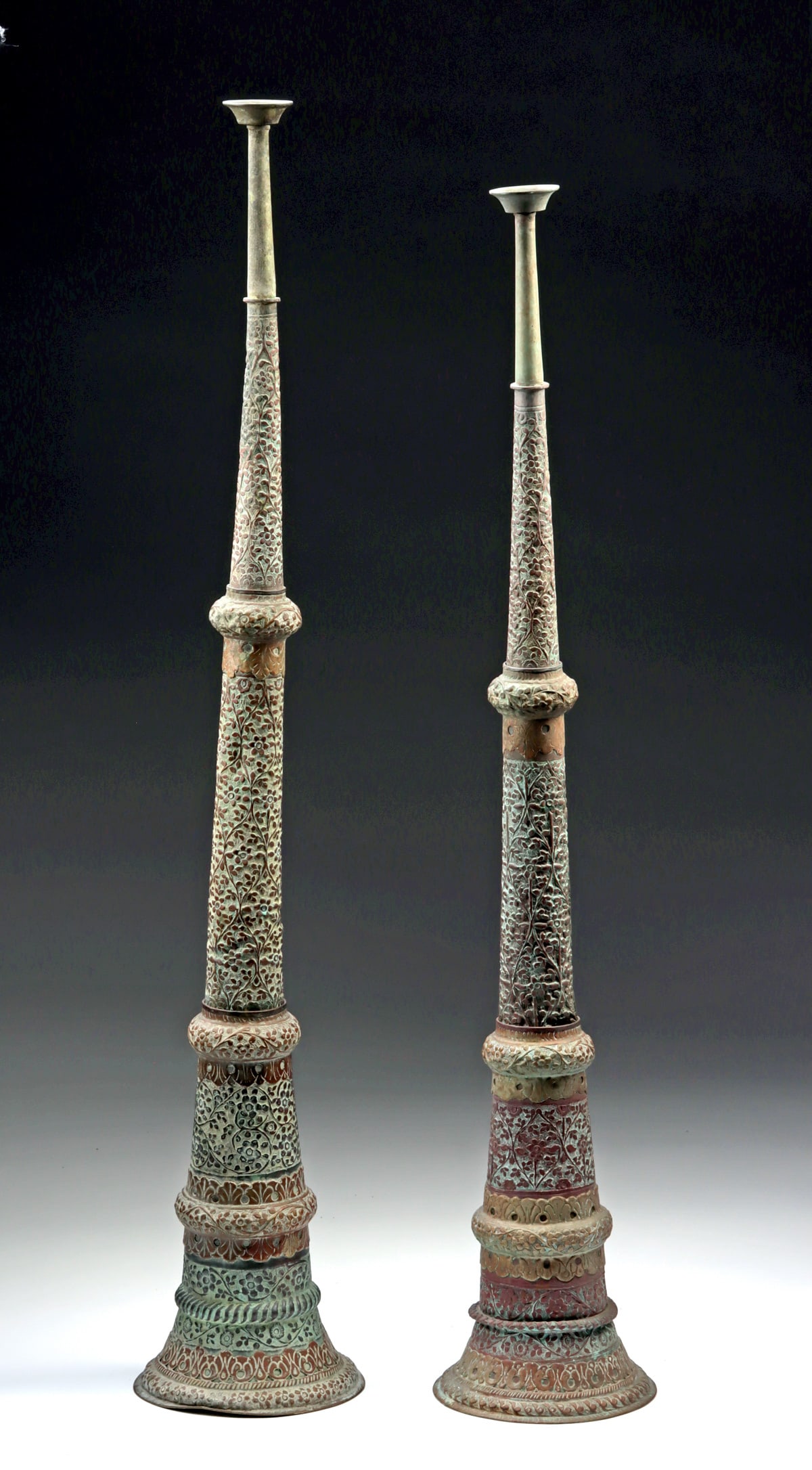 Pair Tibetan Brass Dungchen, Buddhist Ritual Trumpets (1 of 4)