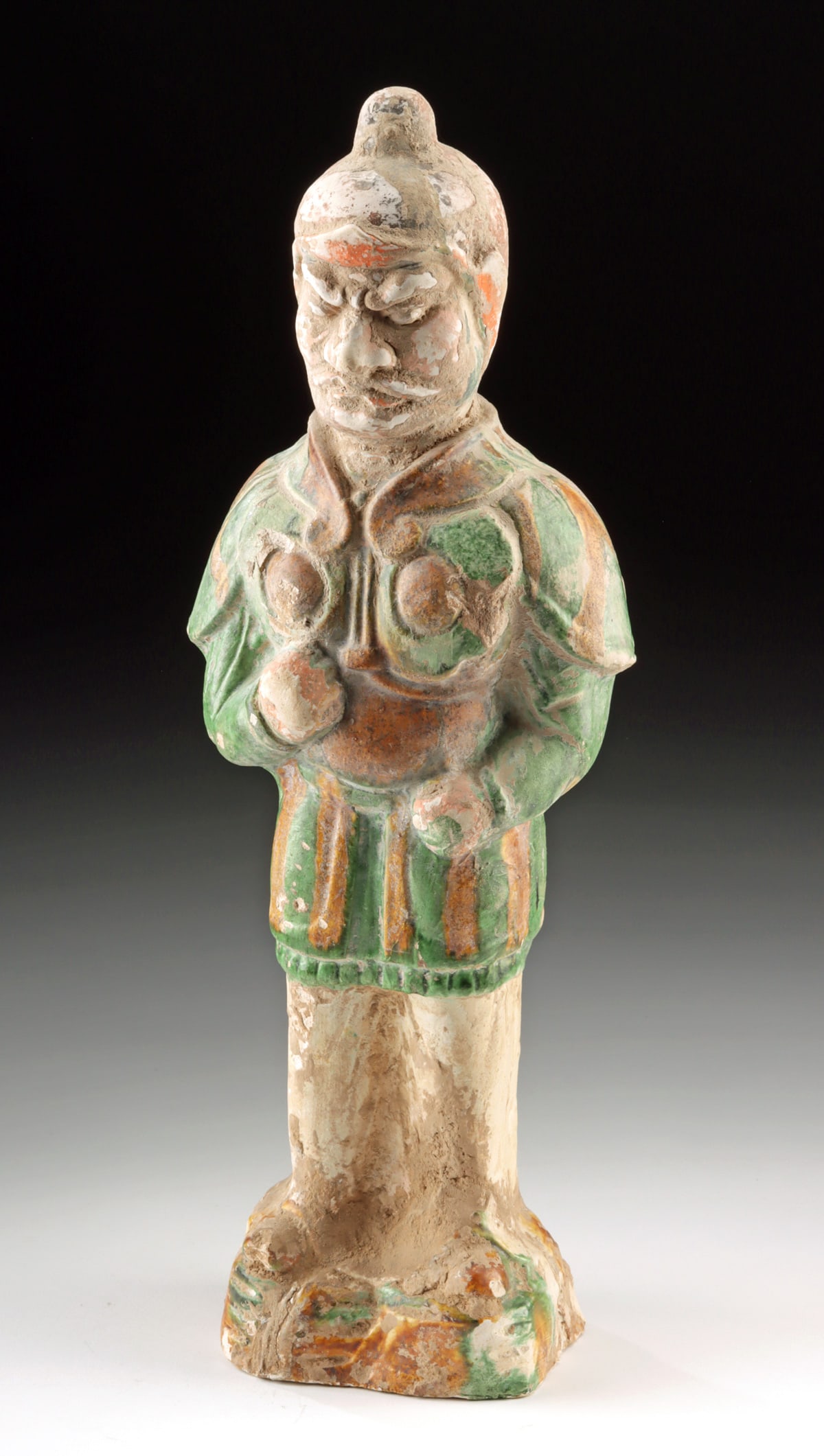 Tang Sancai Pottery Standing Warrior - Tomb Guardian (1 of 3)
